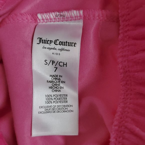 NWT Juicy Couture Kids Girls Philox Pink Velour Hoodie Pullover Sweatshirt Sz 7 - Picture 10 of 13